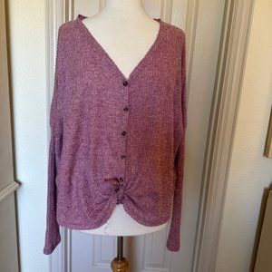 Urban Outfitters Out From Under Womens Top Size XS Pink Waffle Knit Button Up